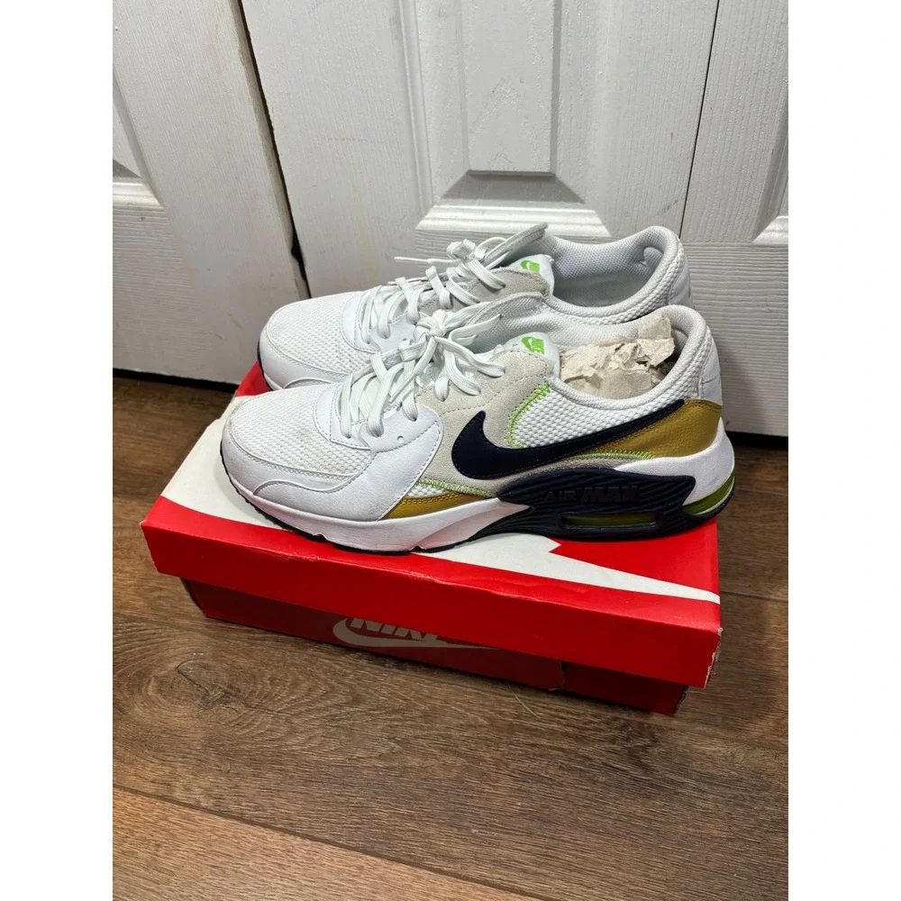 Nike Air Max‎ Excee Men's White Gold Black Neon Running Shoes Size 9.5
